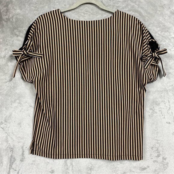 THML Floral Embroidered Striped Velour Tie Keyhole Sleeve Blouse Size Small - Picture 4 of 7